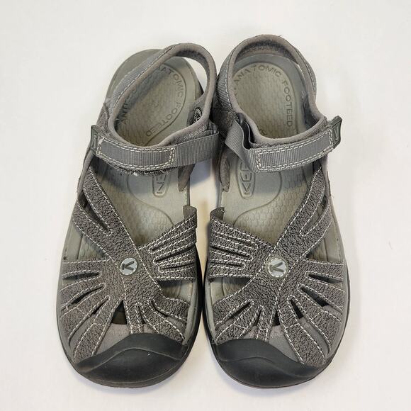 Keen Rose Sandal Gray Ankle Strap Outdoor Hiking Shoes Women Size 7 Toe Bumper - Picture 2 of 8